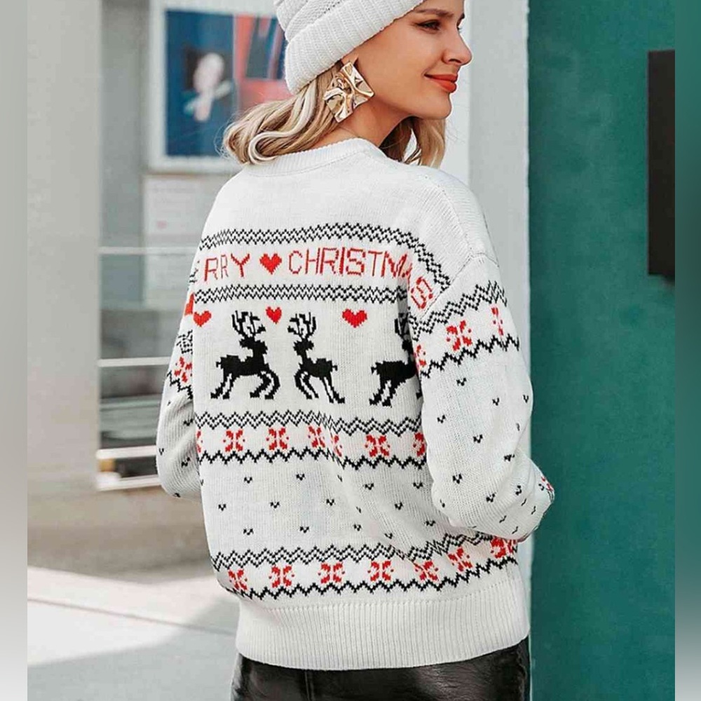 Festive White Christmas Sweater